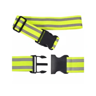 Reflexný elastický opasok 110 cm s plastovou prackou – dva reflexné pruhy pre bežcov a chodcov