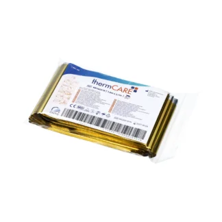 Záchranná izolačná, izotermická prikrývka, strieborno-zlatá