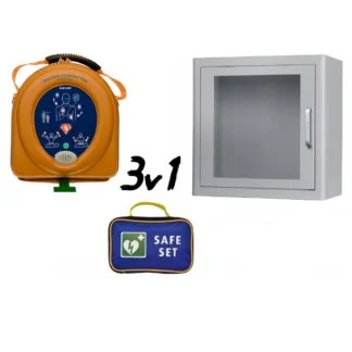 SADA 3 v 1: Defibrilátor AED HeartSine PAD 350P vrátane resuscitačnej sady a skrinky s alarmom